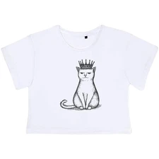 'Princess Cat' Women's Cotton Crop Tops (CO053072)