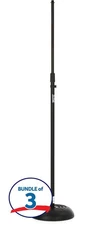 On-Stage MS7201B Round Base Microphone Stand (3-pack)