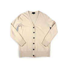 J. Crew Cardigan Sweater S Beige Wool Cashmere Blend Button Up Basic Classic
