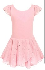 Girls Ruffle Sleeve Ballet Dance Dress Tutu Skirted Leotard, 8-9 Years, Balle...