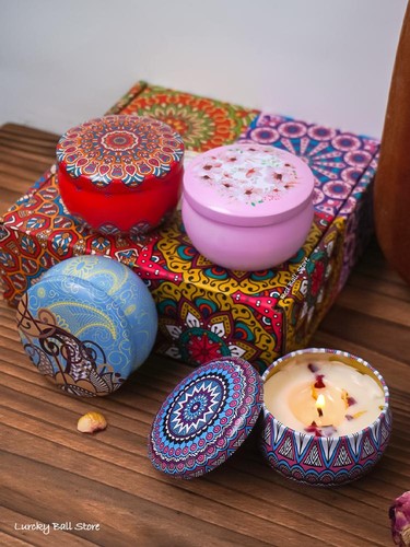 4pcs Scented Soy Candle Jars with Crystal Stones & Dried Flowers, Smokeless Home - Picture 8 of 24