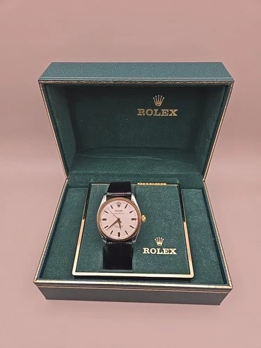 Vintage Rolex Oyster Perpetual Two Tone 14k/SS Mens Watch 6567 cal 1030