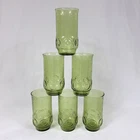 VTG Set  of 6 Anchor Hocking Heritage Hill Avocado Green Drinking Glasses 12 Oz.