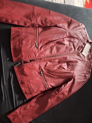 Damen Kunstlederjacke Biker Rot Gr.40