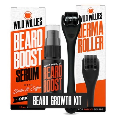 Beard Growth Kit - Premium Derma Roller & Beard Boost Serum - Microneedle Rol...