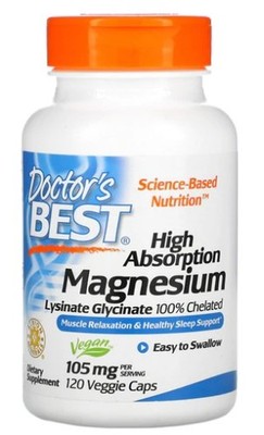 Doctors Best High Absorption Magnesium, 105mg - 120 vcaps (191,58 EUR/kg)