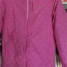 Columbia Girls Pink Geometric Hooded Puffer Jacket L 14/16 Full Zip