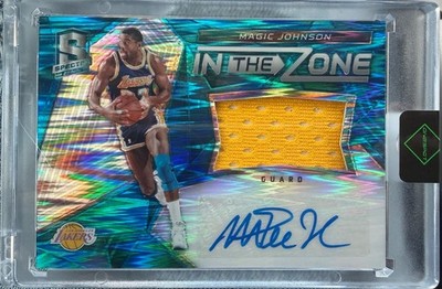 2016-17 Spectra Magic Johnson In the Zone Auto Jersey Neon Blue /99