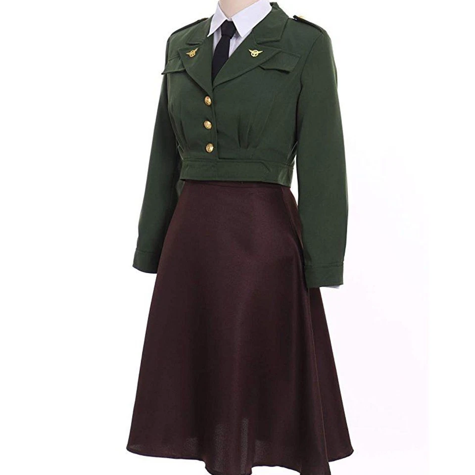 Women's US Army Green Cotton Uniform Dress 1945 Reproduction Army Uniform - Image 2 of 3