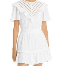  Aqua Dress Women's Small Ruffle Boho Tiered Mini Flutter Sleeve Summer