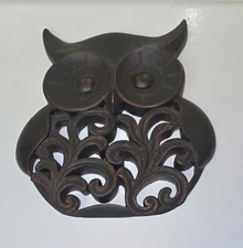 Owl Wall Hanging Big Eye Resin Brown Boho/Retro Styled Decor 8" Good Luck Charm