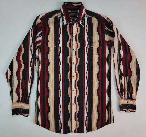 Vtg Panhandle Slim Aztec Southwest Western Pearl Snap Long Sleeve Shirt Men's M - Picture 6 of 6