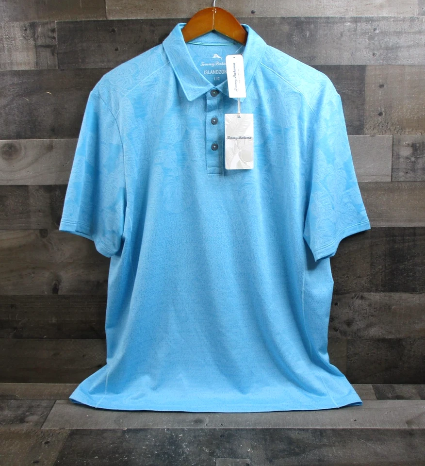 Camisa Polo Tommy Bahama Para Hombres Grande River Blue IslandZone Palm Coast Tropic Fade Foto 2 de 4