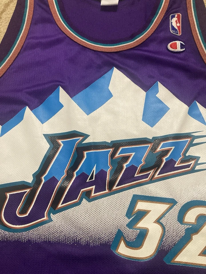 Vintage Champion- Karl Malone- Utah Jazz Jersey (purple) size 44 Large Rare - Image 4 of 4