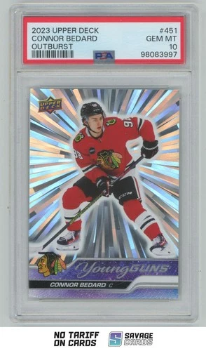 2023-24 Upper Deck Young Guns Outburst Connor Bedard PSA 10 #451 Chicago