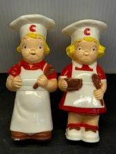🧂 Campbell Soup Kids Salt & Pepper Shakers~4.25” Tall~Plastic~w/Stoppers~1950's
