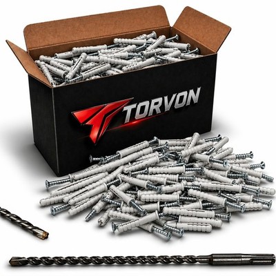 TORVON Set Nageldübel mit Trichter + Betonbohrer mit SDS-plus Aufnahme Auswahl