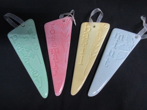 Vintage PARSLEY, ROSEMARY, BASIL & MINT 8 Inch Garden Markers, Hand Made & MINT
