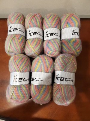 7 Skein Lot Angora Supreme Color Yarn 100g/550m Fine Pastel Colors