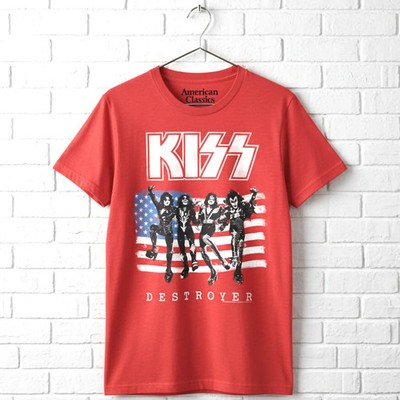 Kiss American Destroyer Men's T Shirt USA Flag Stars Stripes Rock Band Concert