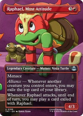 1x (199) Raphael, Most Attitude - BORDERLESS SCENE MTG Teenage Mutant Ninja Turt