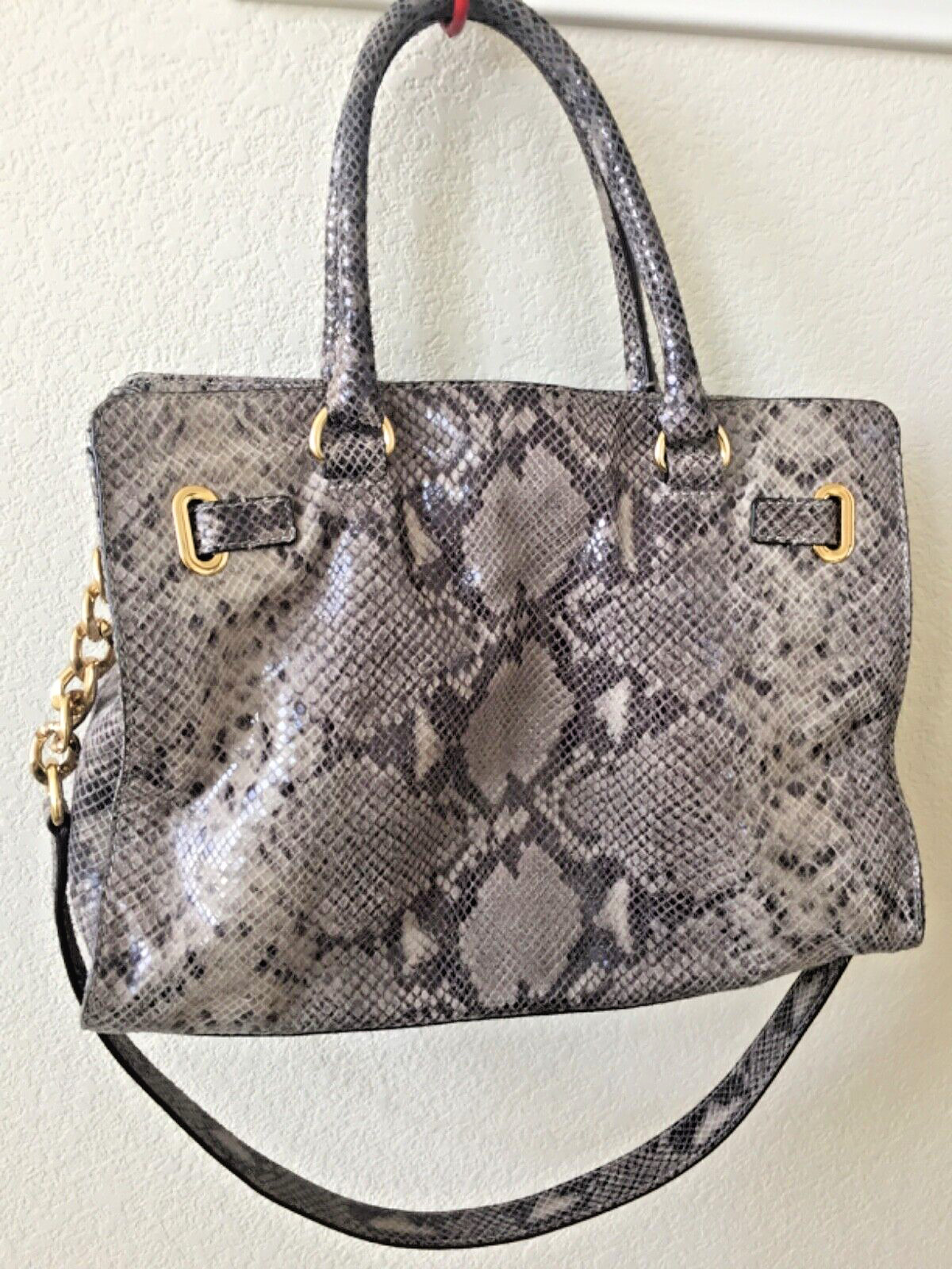 Michael Kors Hamilton python embossed large satch… - image 2
