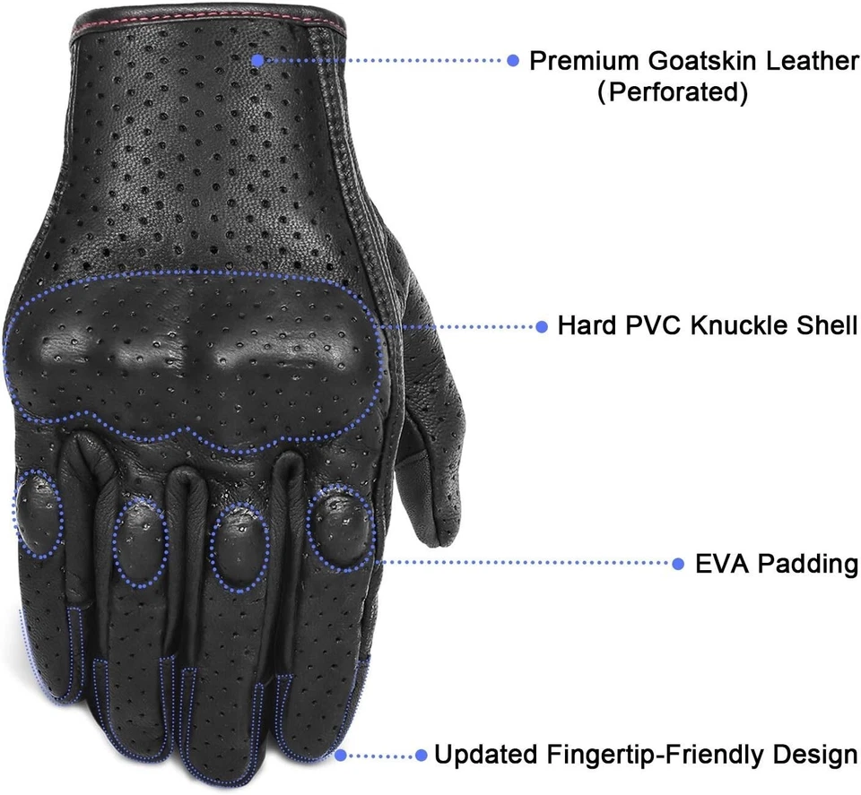 Guantes de moto con dedos completos para mujer cuero ciego con nudillos NUEVO. Foto 2 de 4