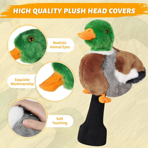 Copricapo guidatore divertente, copri mazze da golf peluche collo lungo, copricapo pilota animali - Foto 3 di 12