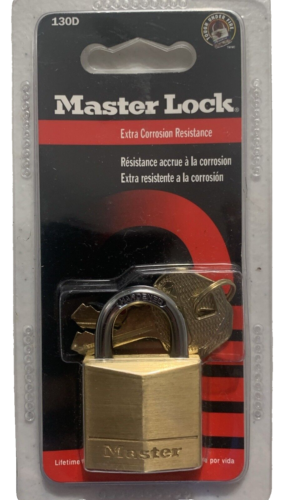 Master Lock Solid Body Padlock Brass 130D 3/16" steel shackle - Picture 1 of 7