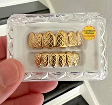 Custom Fit Hip Hop 14K Gold Plated Mouth Teeth Grillz Set w Mold Kit Cut #675