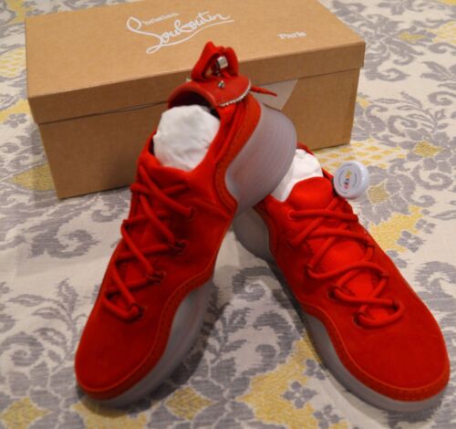NUEVO EN CAJA Christian Louboutin Arpoador Donna Suela Transparente Rojo Gamuza Zapatillas Para Hombre 42 9 - Imagen 3 de 12