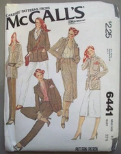 70's Jacket skirt pants  casual wardrobe  pattern 6441 size 10 unused