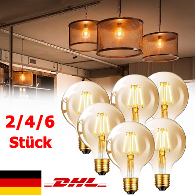 2/4/6x LED Glühlampe Vintage Retro Edison Lampe 4W Filament Glühbirne Birne E27
