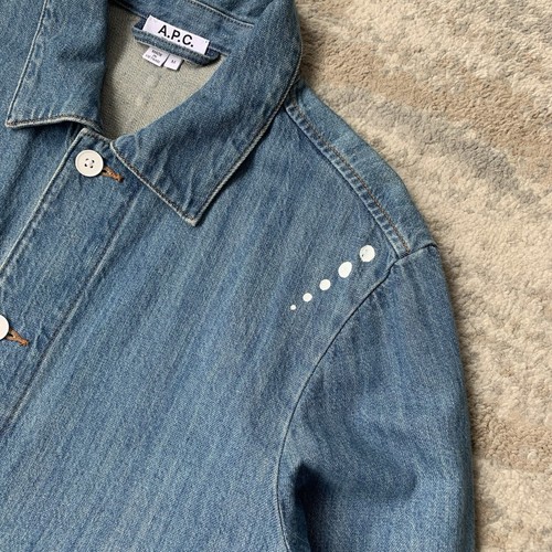 APC RTH Denim Worker Chore Utility Jacket Lavato Blu Indaco Misto Lino Medium - Foto 8 di 14