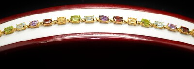 Sterlingsilber Mutli Ton Edelsteine goldfarben Armband 7,0'' #FMC305