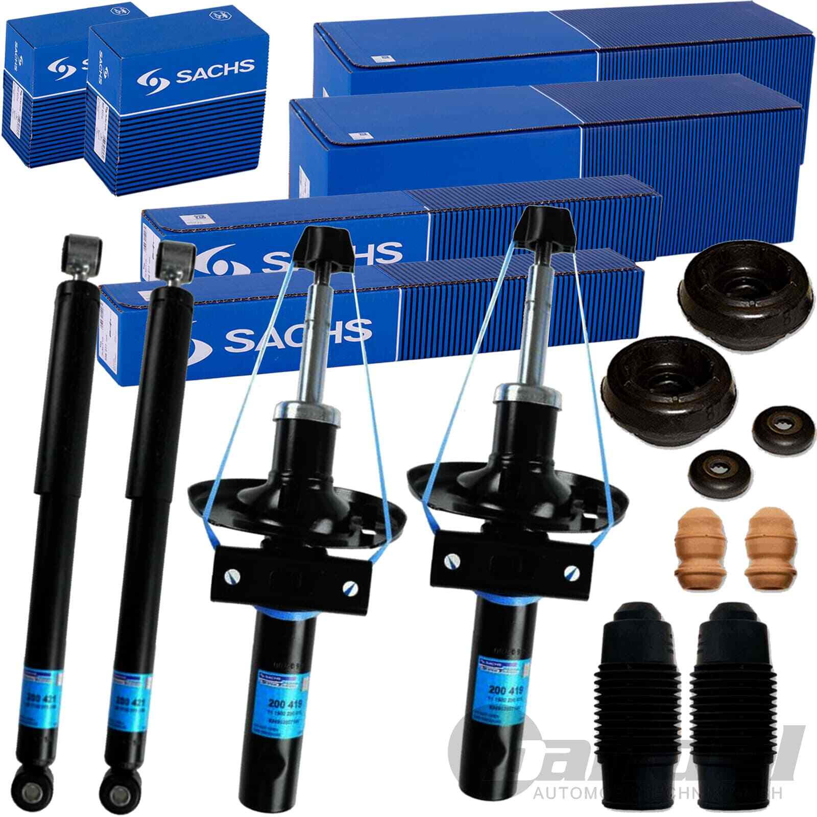 4x AMORTIGUADORES SACHS + COJINETE + KIT DE PROTECCIÓN VO + HI para SHARAN ALHAMBRA GALAXY