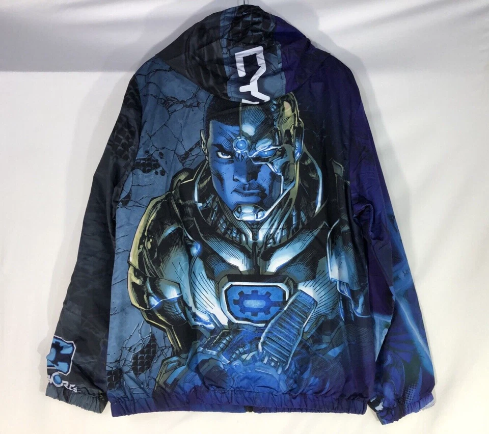 Chaqueta cortavientos con capucha CYBORG X Tango Hotel DC Comics cremallera completa talla mediana Foto 4 de 4