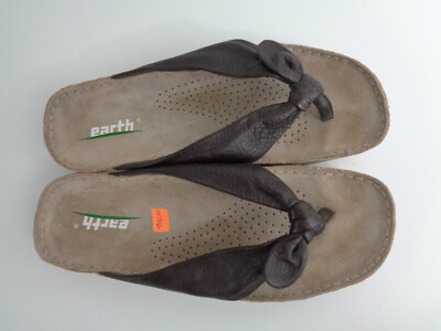 EARTH KALSO Tranquil US 8M Mahogany Leather Thong Flip Flop Negative Heel  Sandal | eBay UK