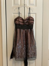 Dark Pink Glitter Prom Dress With Ribbon, Formal Special Occasion Wedding Party