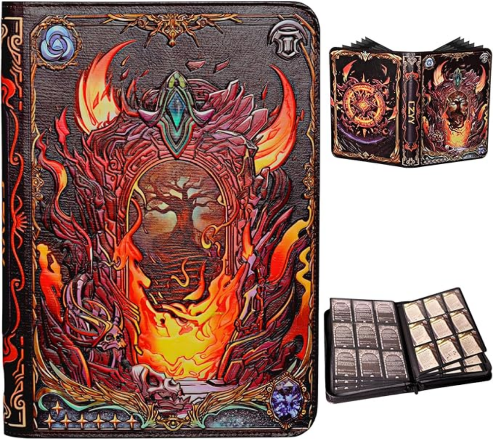 Card Binder 3D Design - Zipper, 9 Pockets, Side Loading - Holds 360 - TCG, MTG