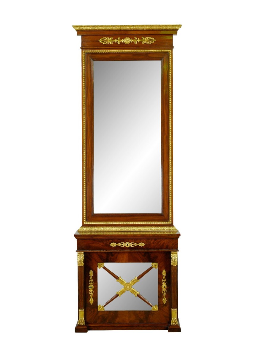 Greek Key and Mahogany Console Mirror Greek Key and Mahogany Console Mirror