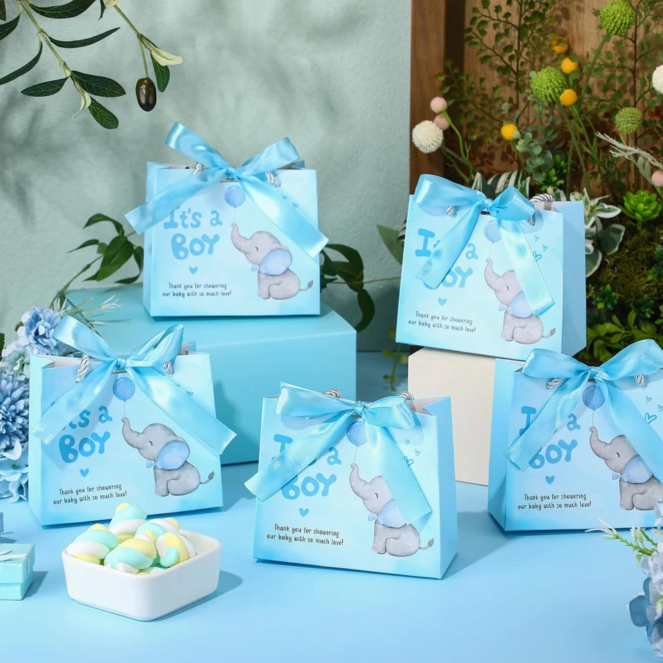 25 Paquetes Elefante Baby Shower Regalos Bolsa con Asas Fiesta Favor para Invitados It'S Foto 3 de 4