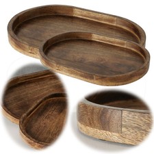 XL Deko-Tablett Mango Holz 29-36cm Rund Serviertablett Holz-Tablett Obst-Schale