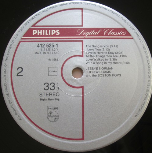 Philips 412 625-1 With A Song In My Heart Jessye Norman John Williams NEAR MINT - Picture 3 of 5