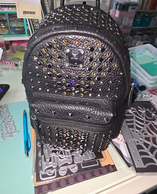 Mcm Black Rhinestone Backpack Small Brand New w/dust bag