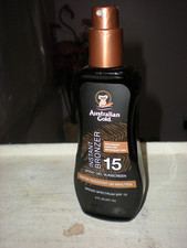 Australian Gold Instant Bronzer SPF 15 Sunscreen Spray Gel 8oz EXP 09/27