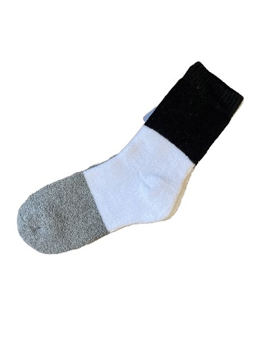 2-Pack Shea Butter Terry Crew Socks MUK LUKS Black, Gray, White, Zig Zag Pattern - Picture 7 of 10