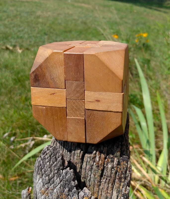 Japanese Kumiki Interlocking Wooden Cube Octagon Puzzle Made In Occupied Japan