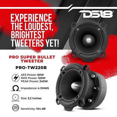 DS 18 SET PRO-TWX1/BK 2 Super Bullet Tweeter Neri Da 9,60 Cm 96 - Foto 3