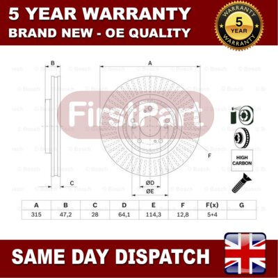 Fits Honda CR-V 2013-2018 1.6 D 2.2 Firstpart Front Brake Discs 45251T1GG01
